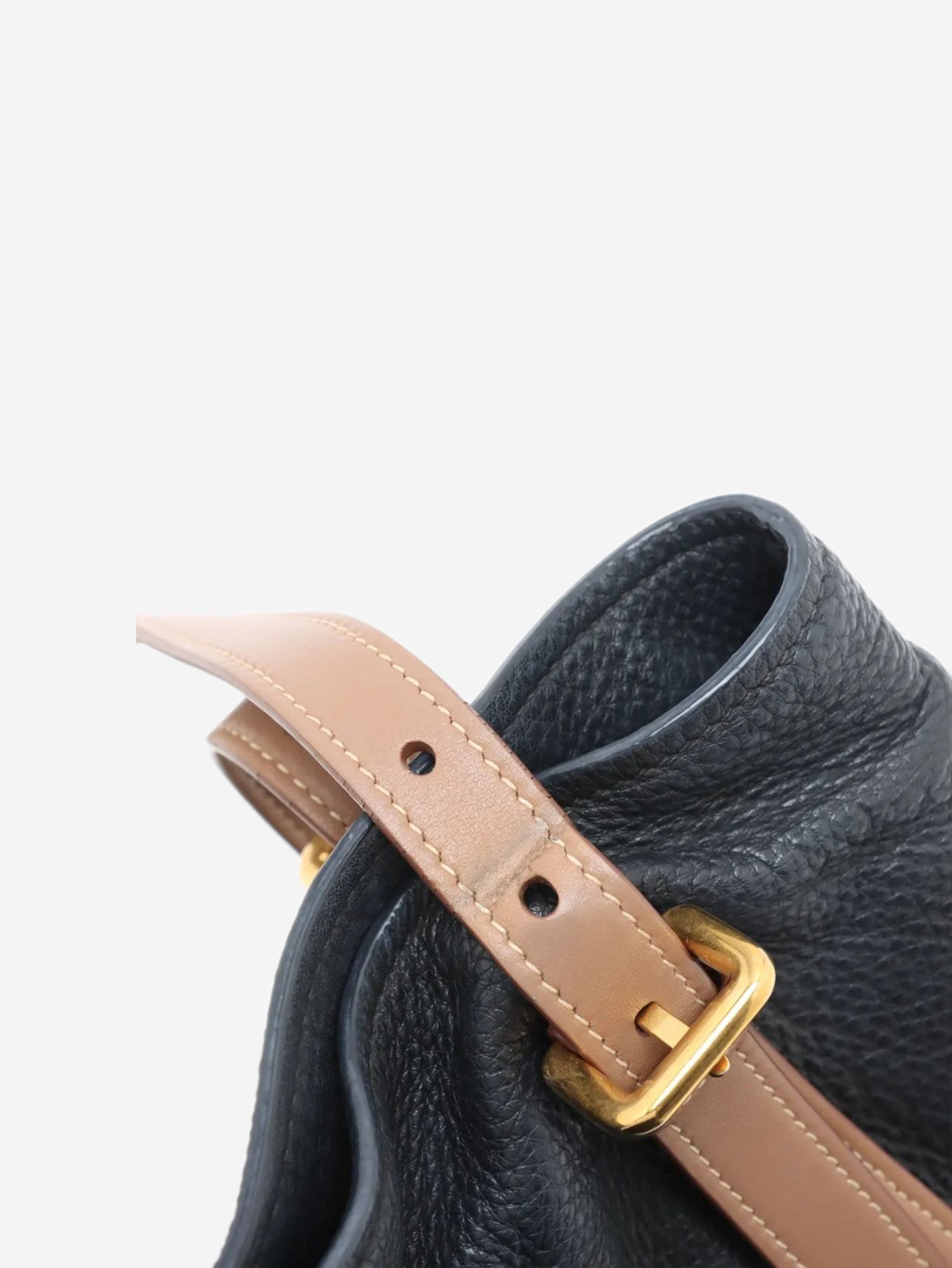 Navy Vitello Daino leather tote bag