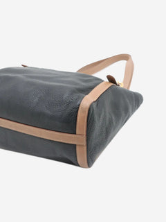 Navy Vitello Daino leather tote bag