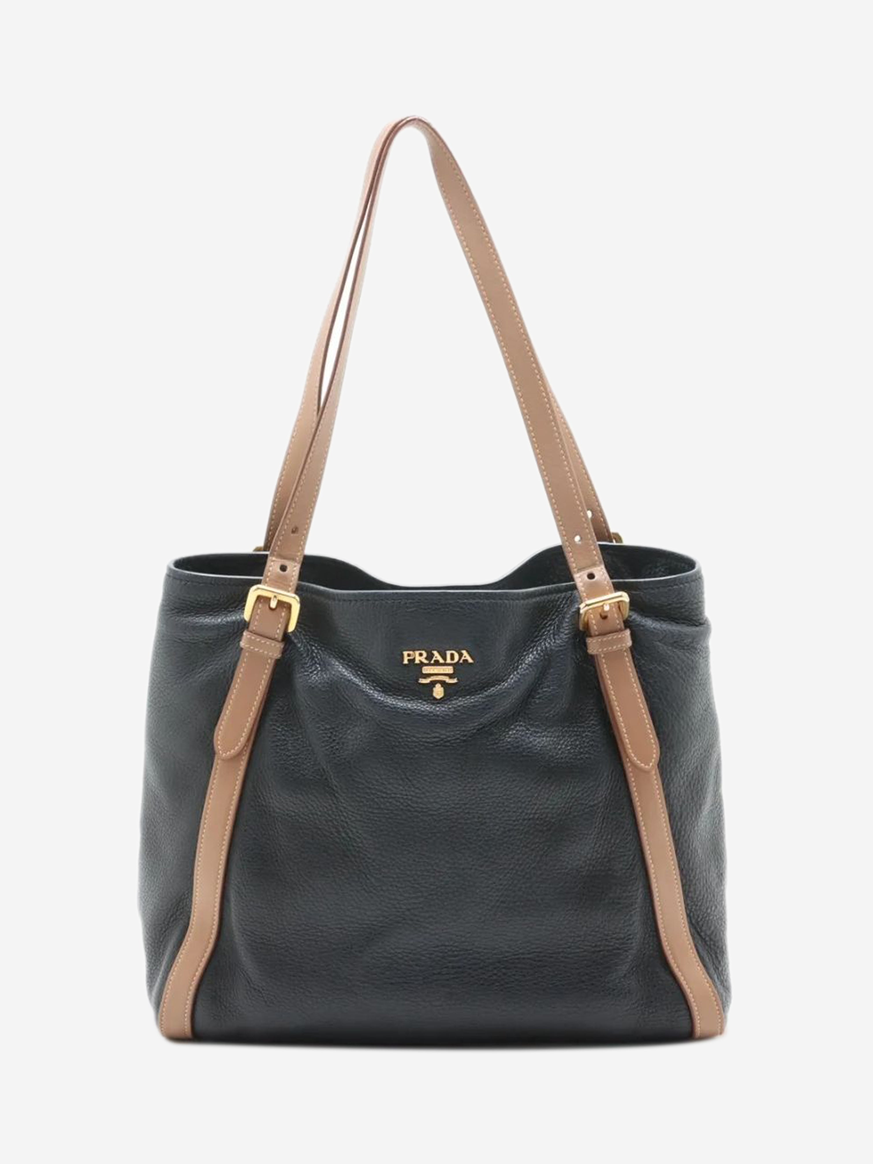 Navy Vitello Daino leather tote bag