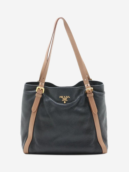 Navy Vitello Daino leather tote bag product image