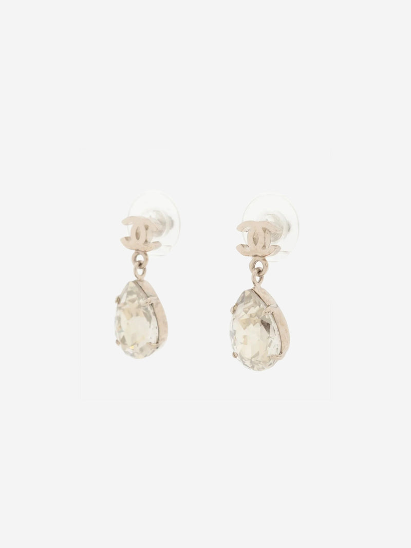 Silver Coco Mark A13V rhinestone earrings