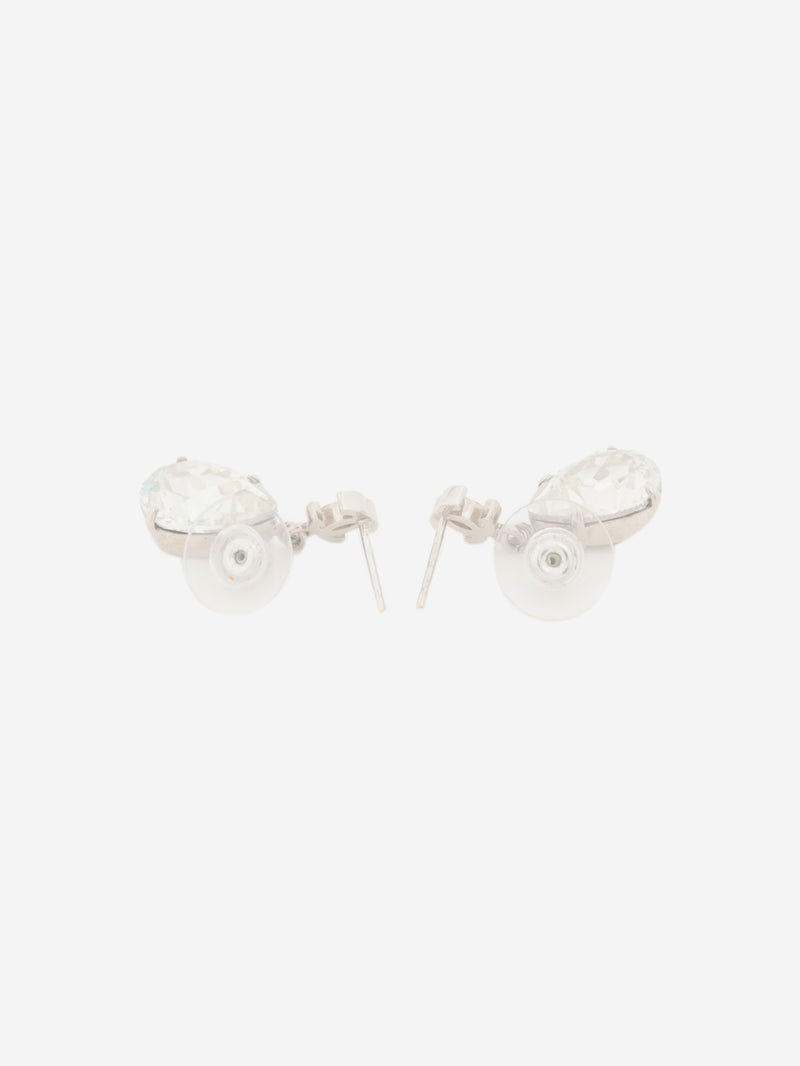 Silver Coco Mark A13V rhinestone earrings