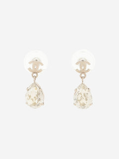 Silver Coco Mark A13V rhinestone earrings