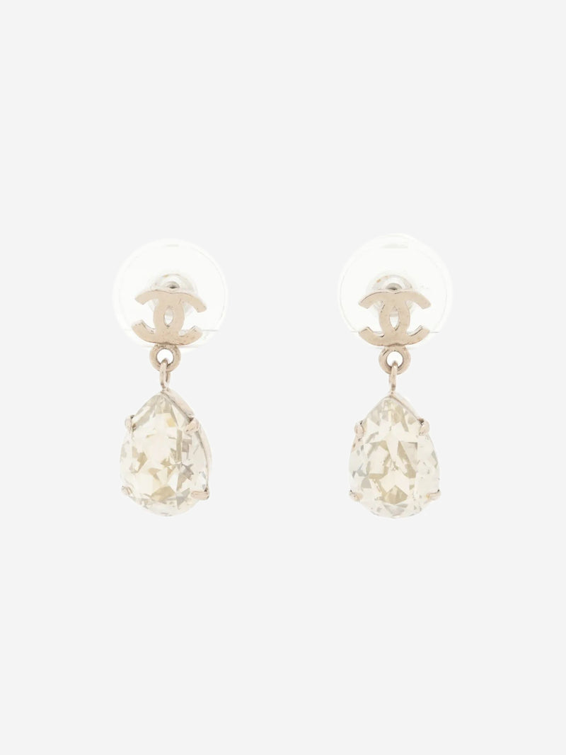 Silver Coco Mark A13V rhinestone earrings