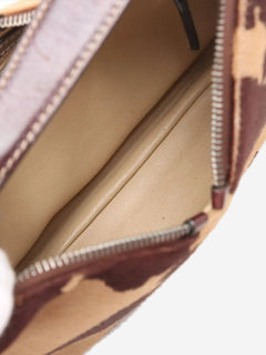 Brown cow-print pony-hair shoulder bag