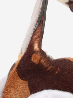 Brown cow-print pony-hair shoulder bag