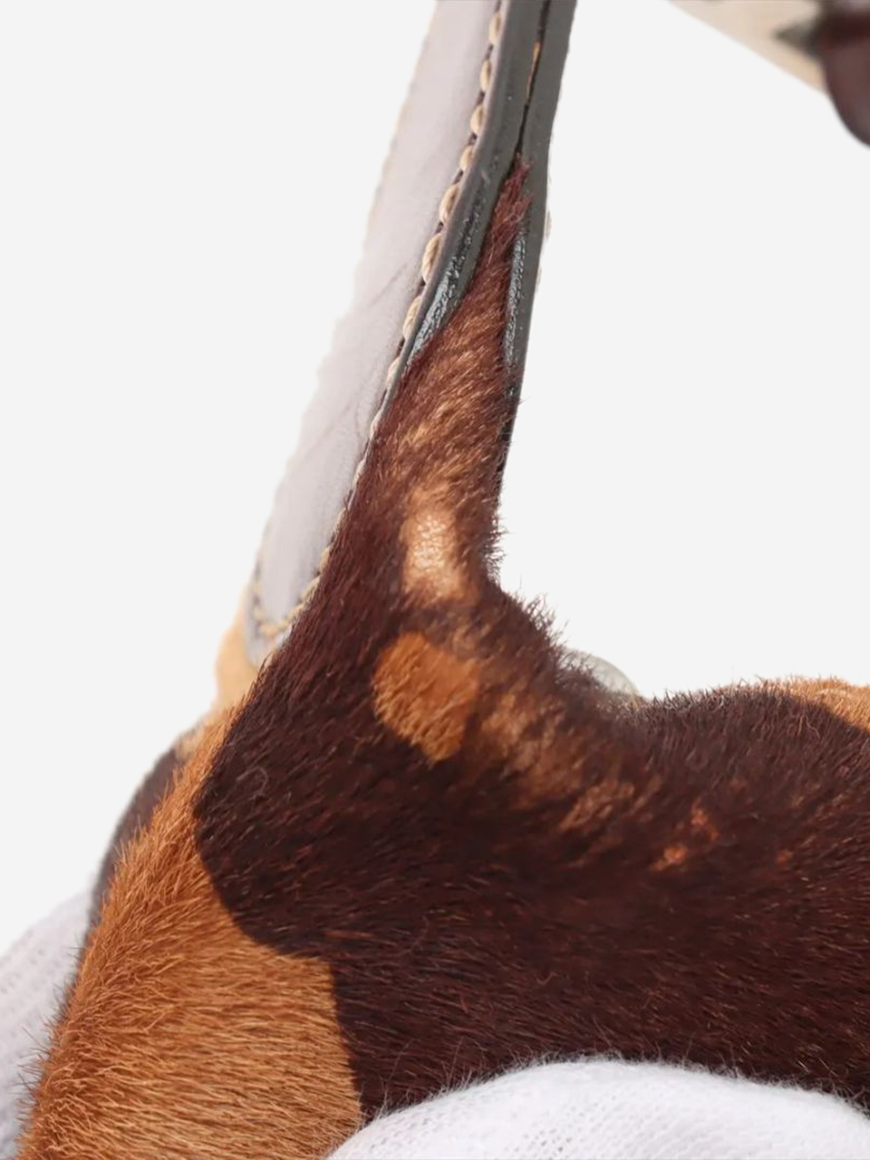 Brown cow-print pony-hair shoulder bag
