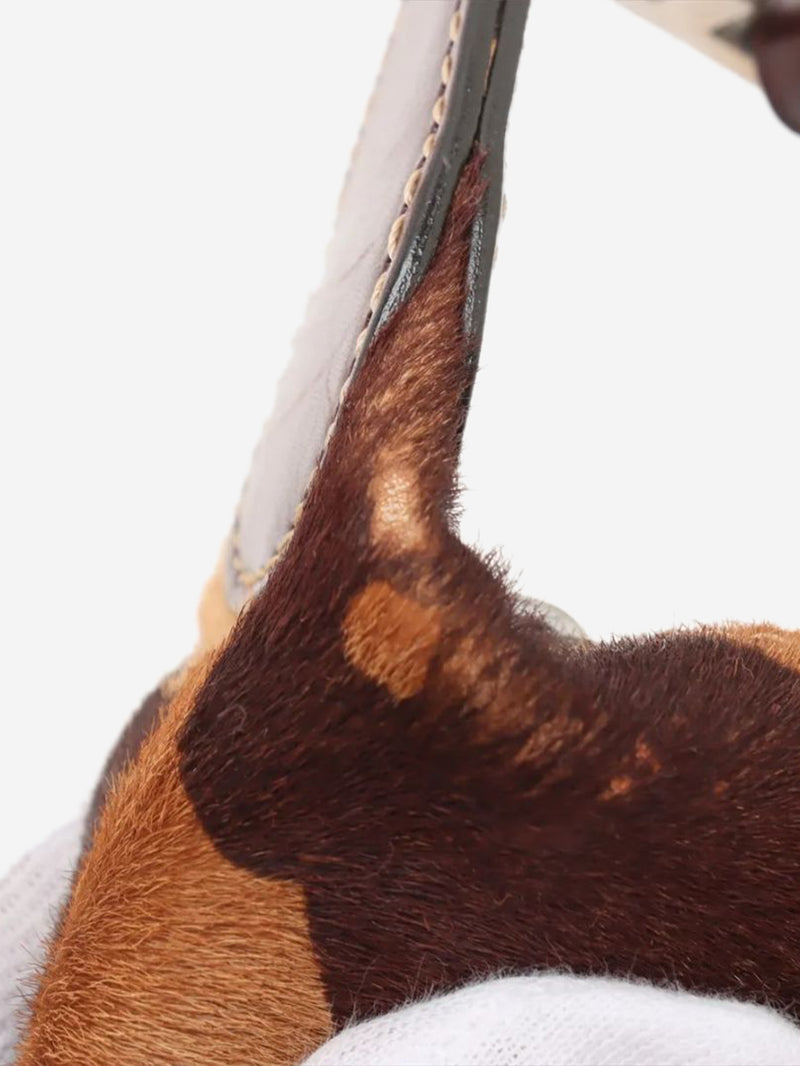 Brown cow-print pony-hair shoulder bag