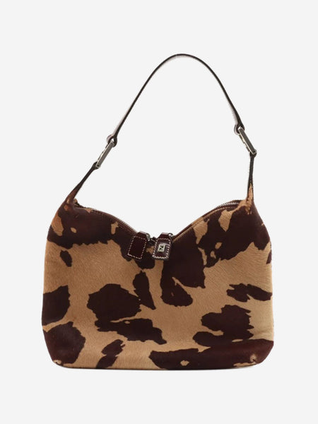 Brown cow-print pony-hair shoulder bag product image