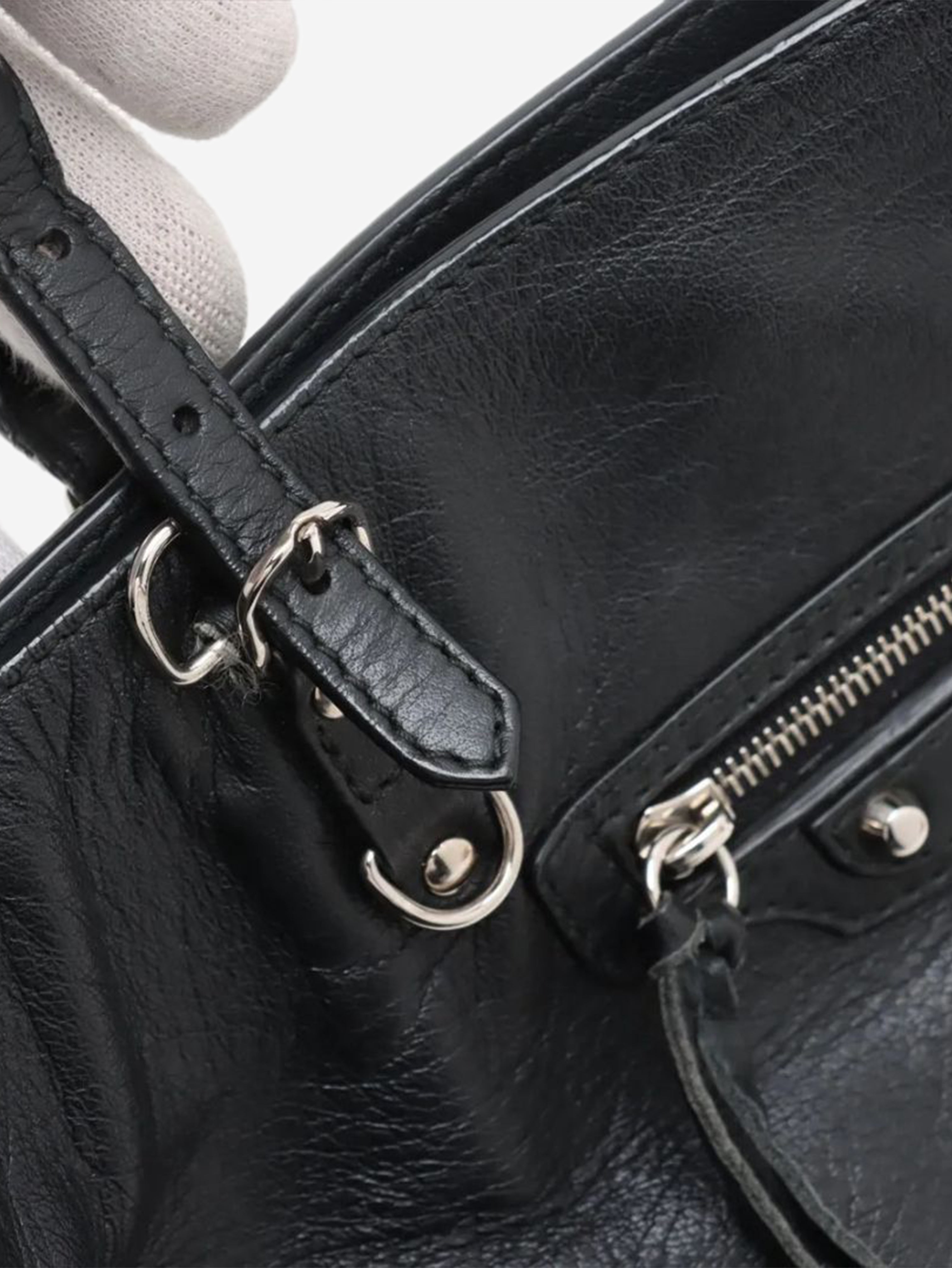 Black Papier leather 2way bag