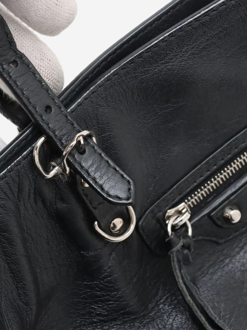 Black Papier leather 2way bag