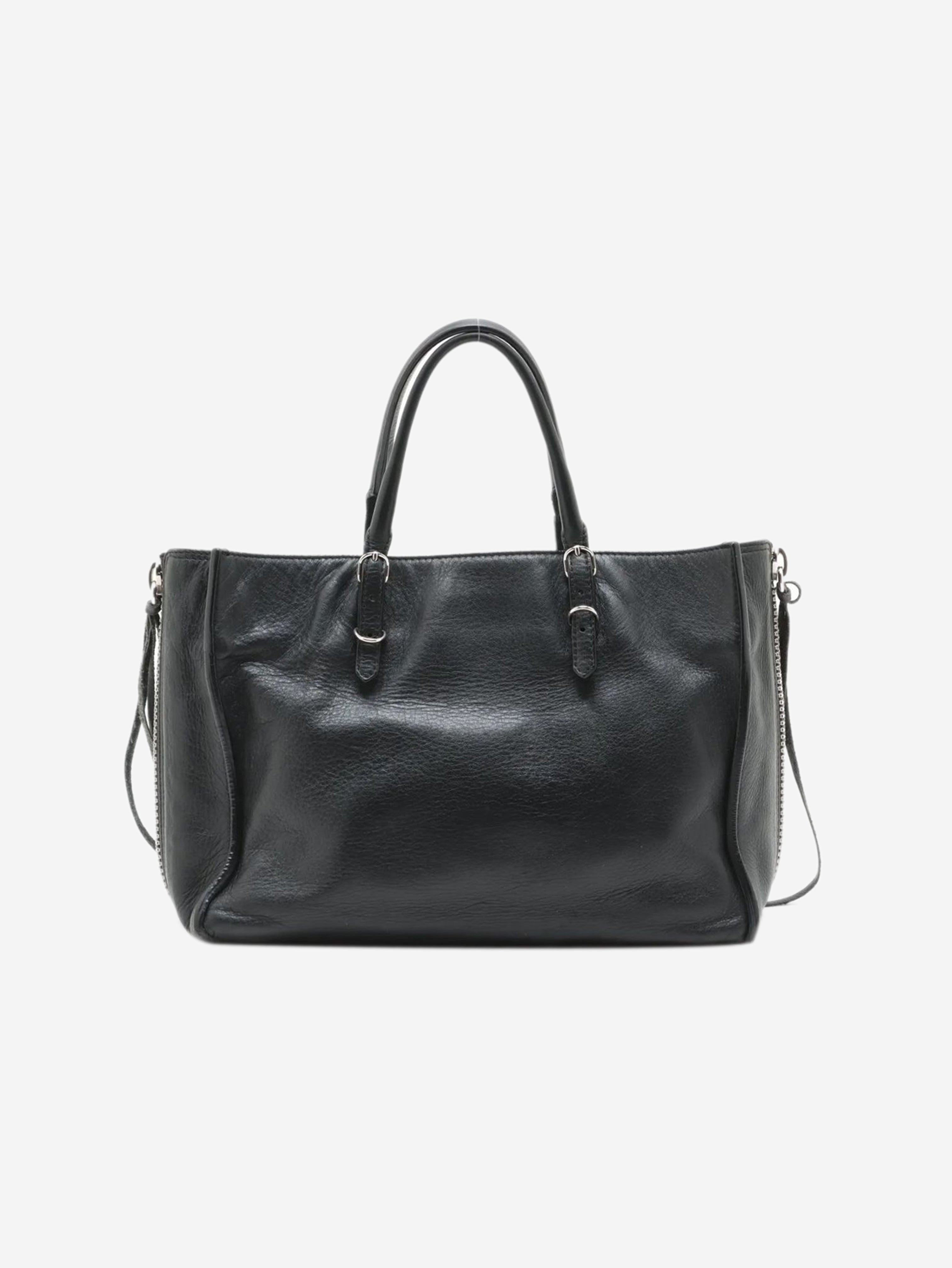 Black Papier leather 2way bag