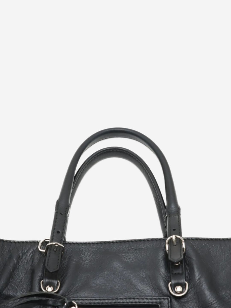 Black Papier leather 2way bag