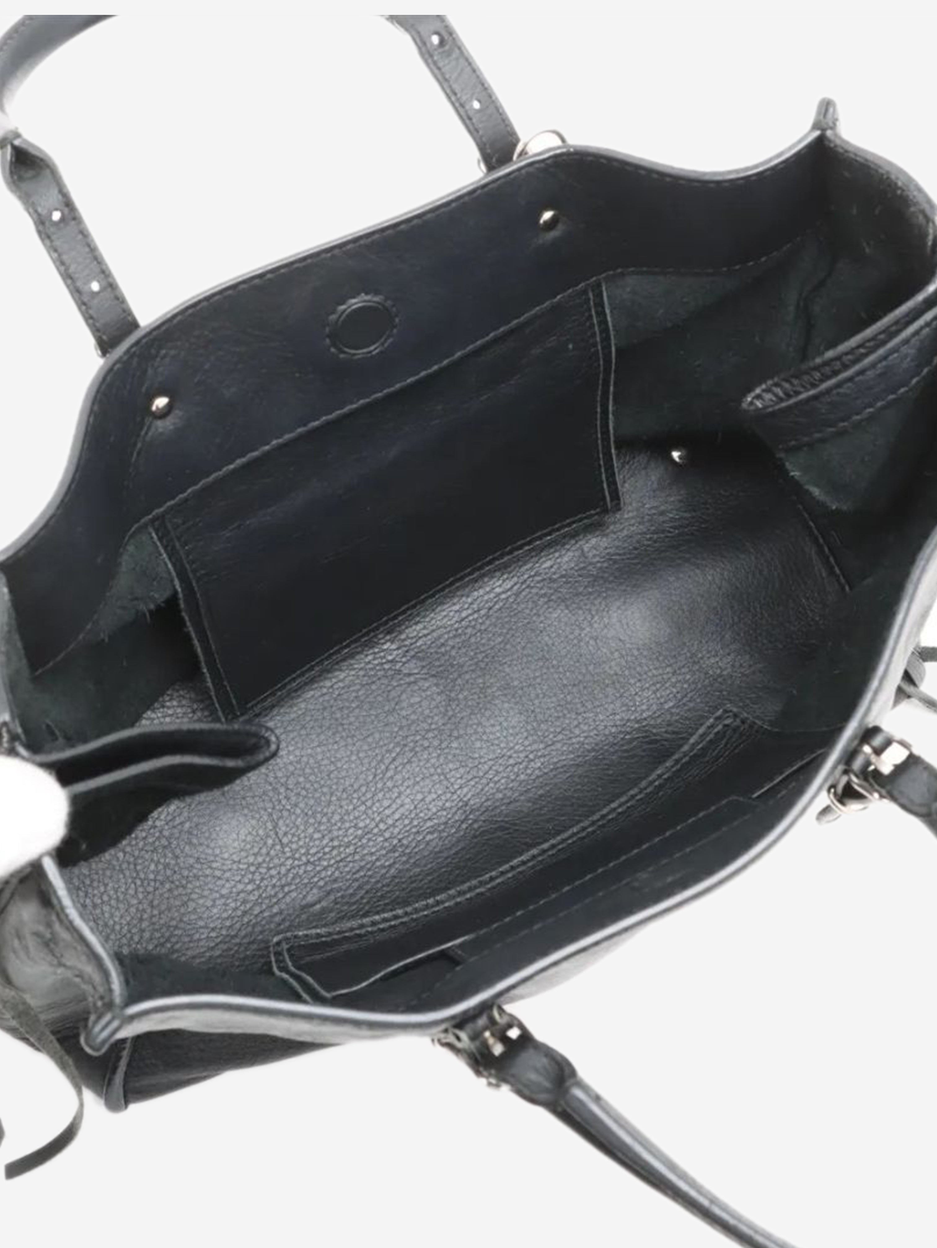 Black Papier leather 2way bag