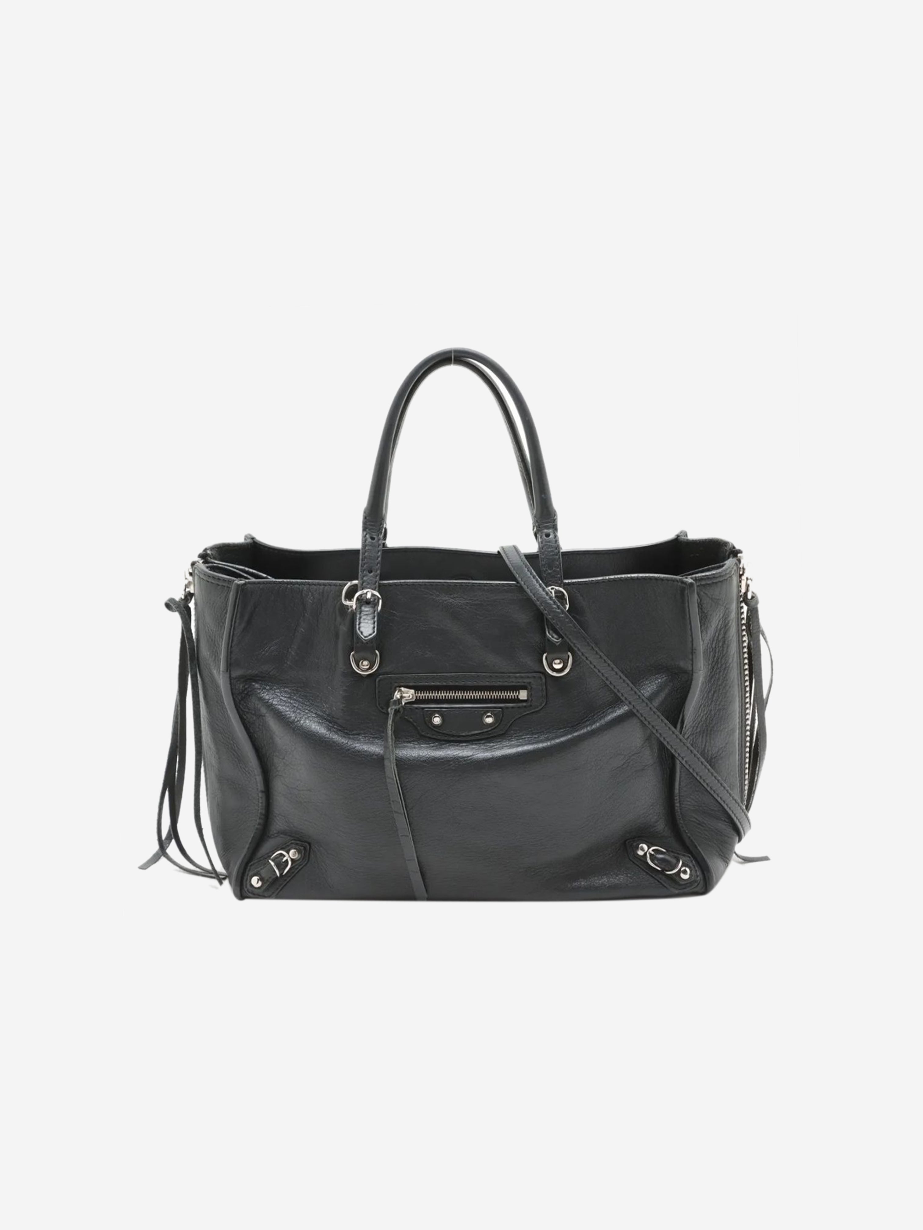 Black Papier leather 2way bag