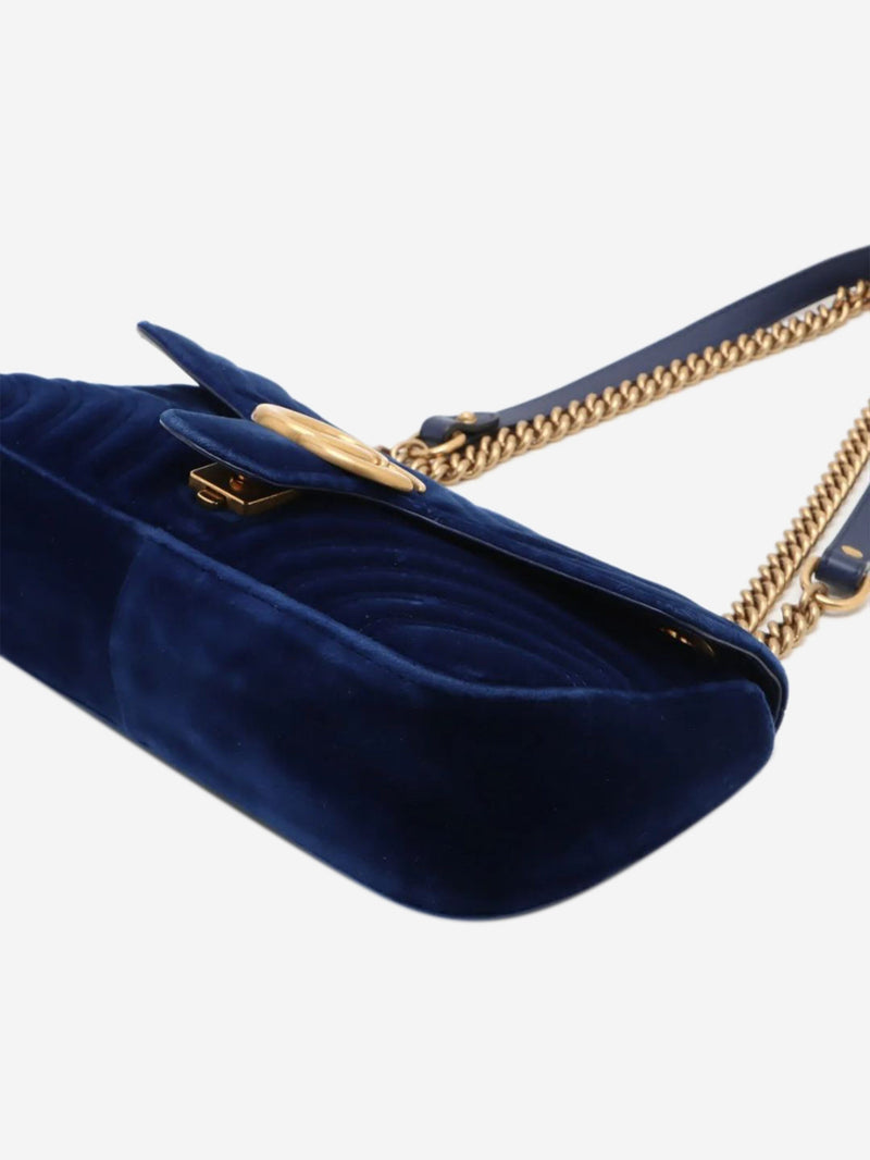 Blue GG Marmont velvet chain shoulder bag Cross-body bags Gucci 