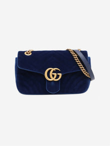 Blue GG Marmont velvet chain shoulder bag Cross-body bags Gucci 