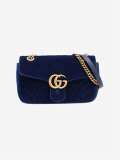 Blue GG Marmont velvet chain shoulder bag Cross-body bags Gucci 