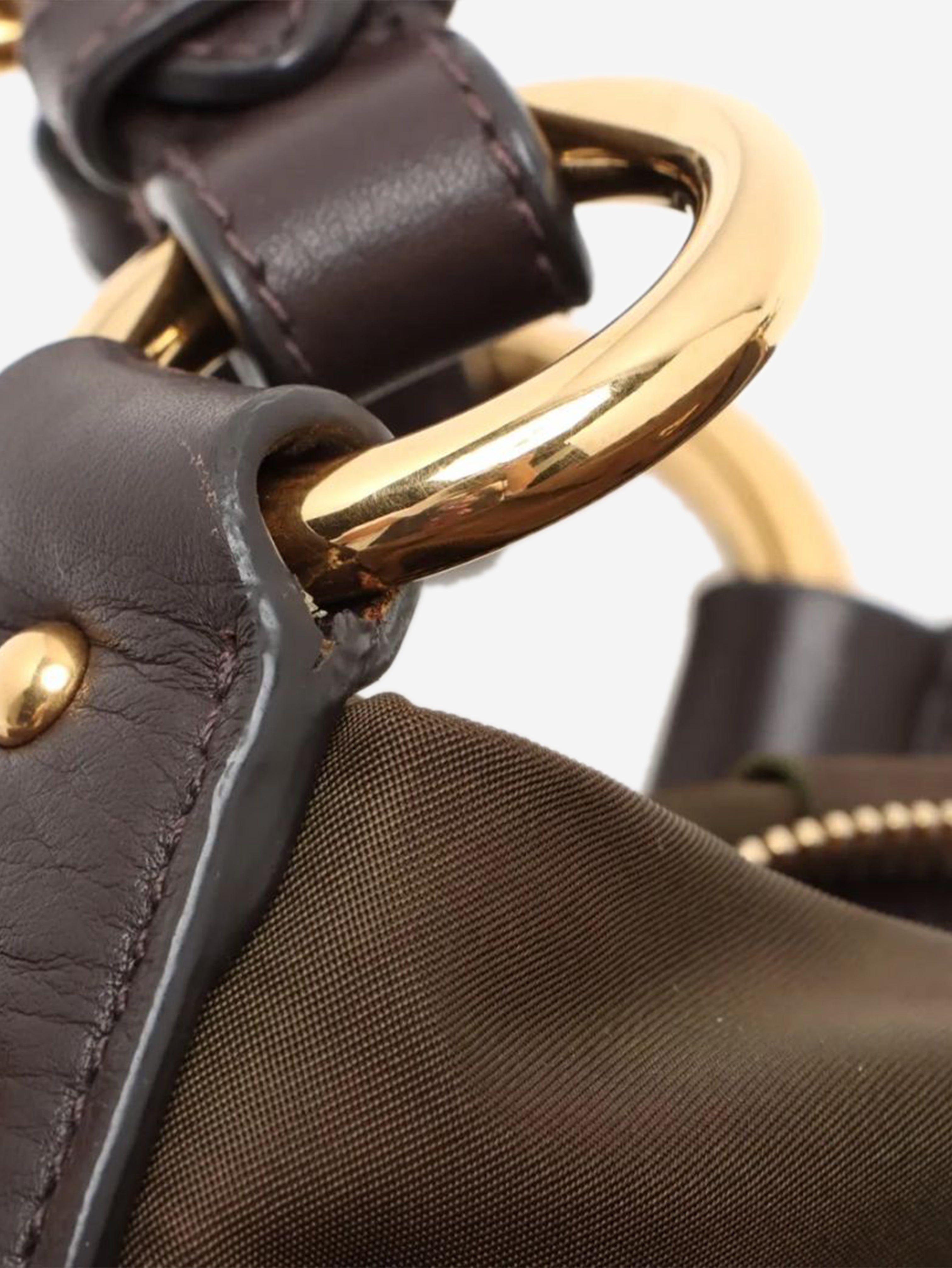 Khaki Tessuto nylon and leather shoulder bag