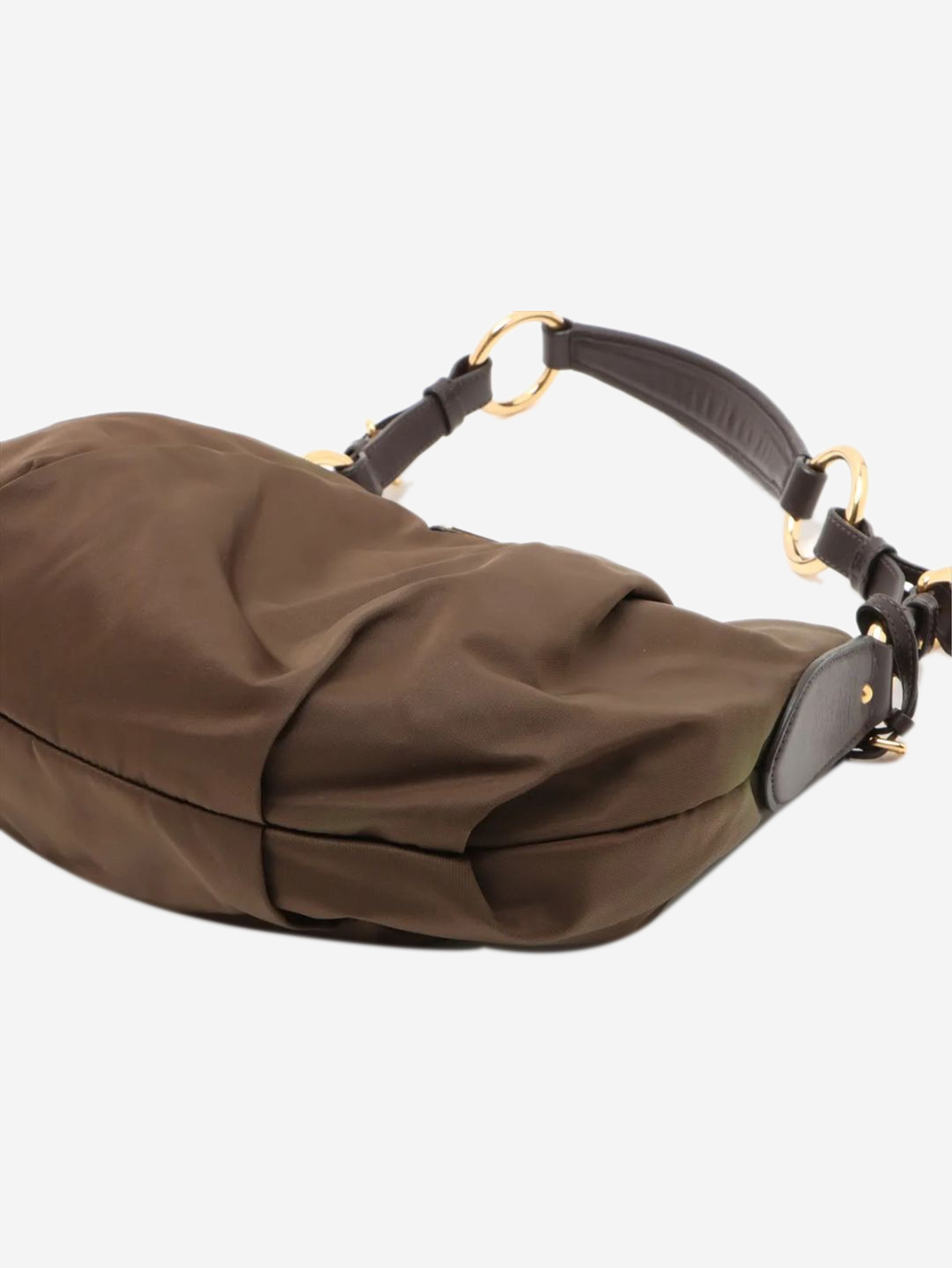Khaki Tessuto nylon and leather shoulder bag