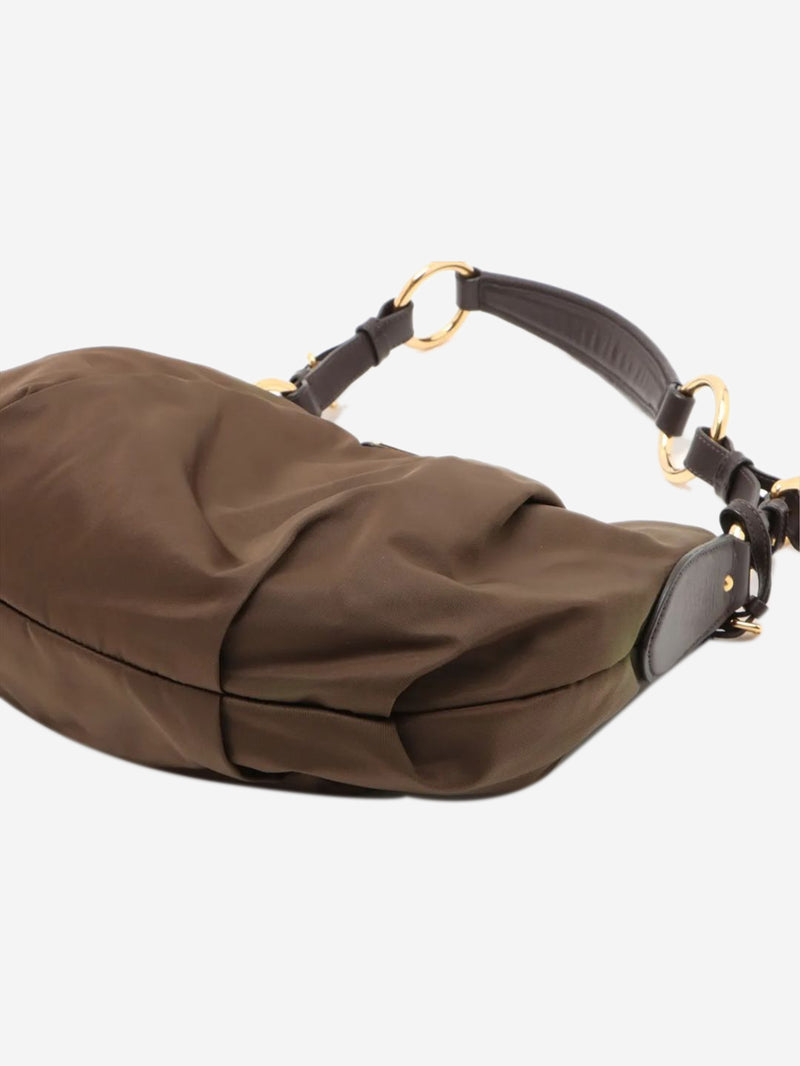Khaki Tessuto nylon and leather shoulder bag