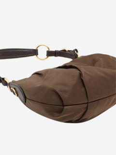 Khaki Tessuto nylon and leather shoulder bag