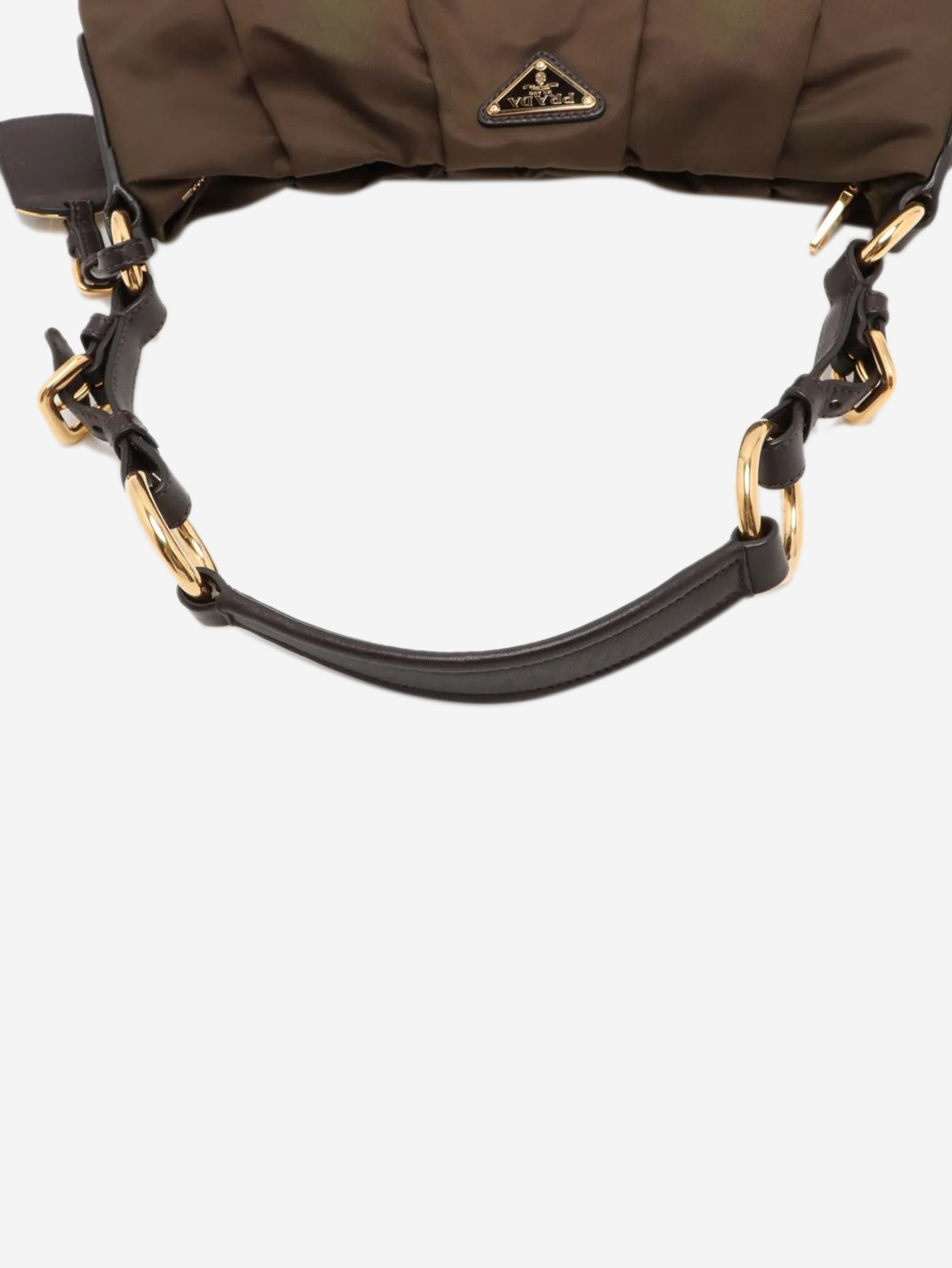 Khaki Tessuto nylon and leather shoulder bag