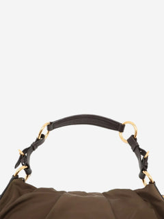 Khaki Tessuto nylon and leather shoulder bag