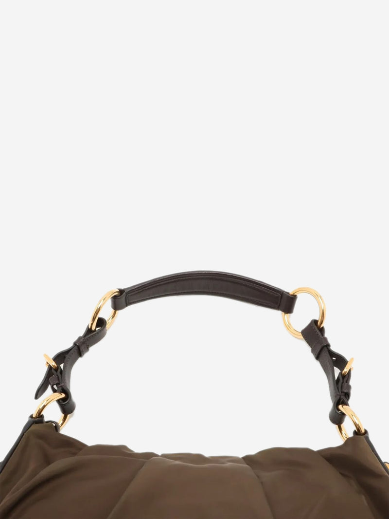 Khaki Tessuto nylon and leather shoulder bag