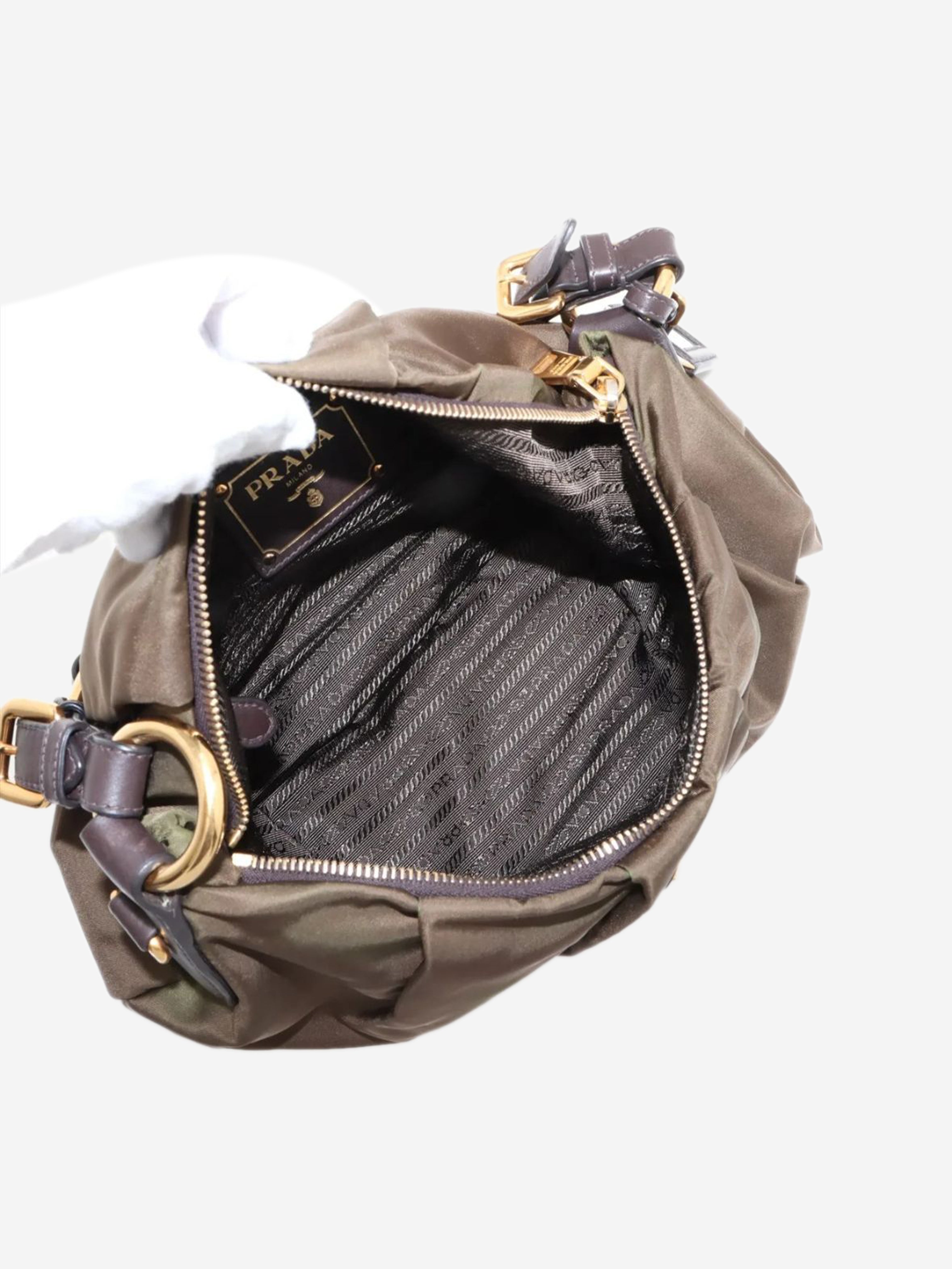 Khaki Tessuto nylon and leather shoulder bag