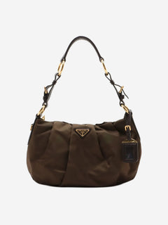 Khaki Tessuto nylon and leather shoulder bag