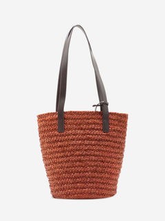 Brown Paris Panier raffia & leather tote bag Tote Bags Saint Laurent 