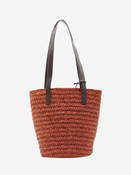 Brown Paris Panier raffia & leather tote bag alternate image