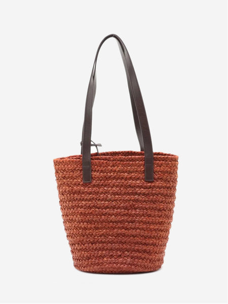Brown Paris Panier raffia & leather tote bag product image