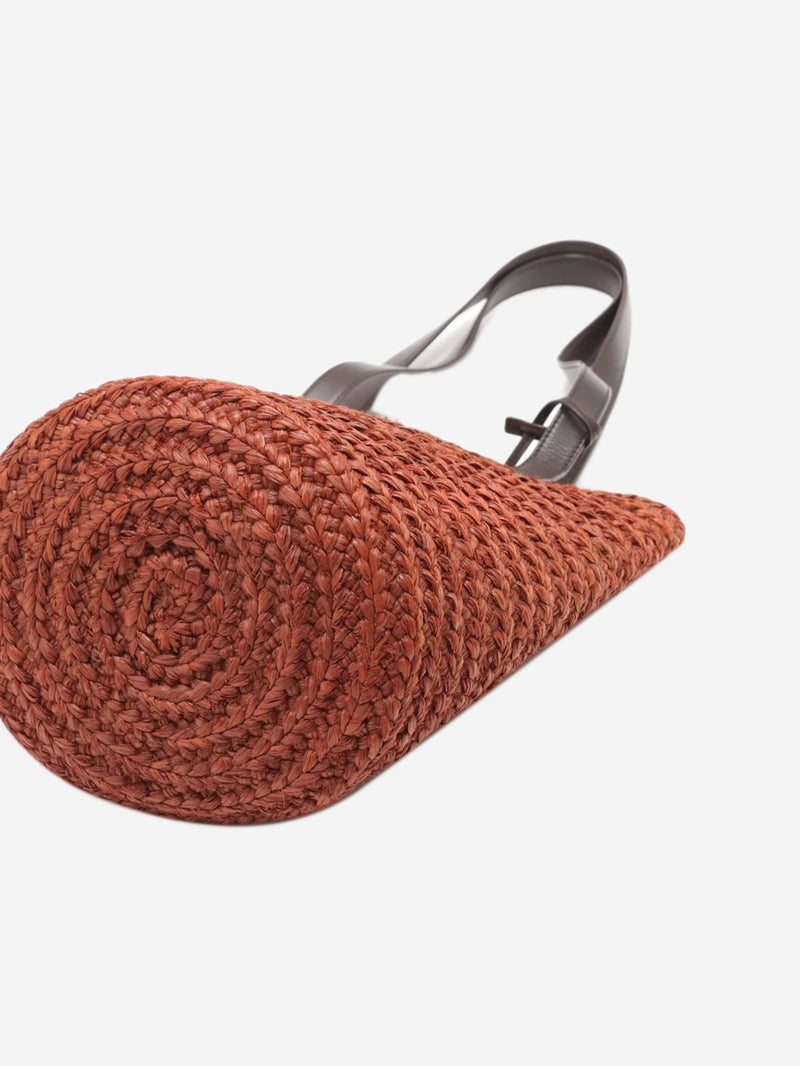 Brown Paris Panier raffia & leather tote bag Tote Bags Saint Laurent 