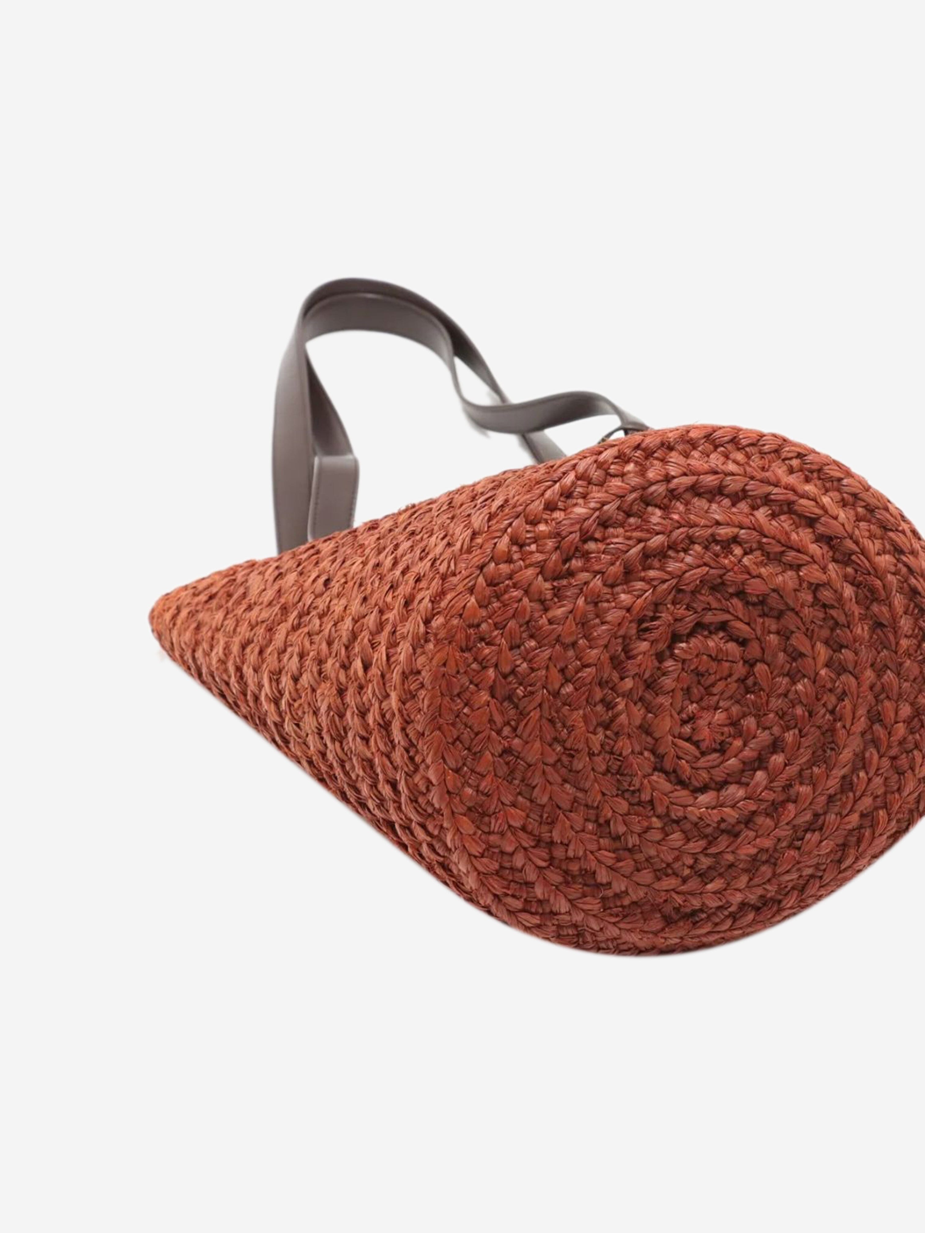 Brown Paris Panier raffia & leather tote bag Tote Bags Saint Laurent 