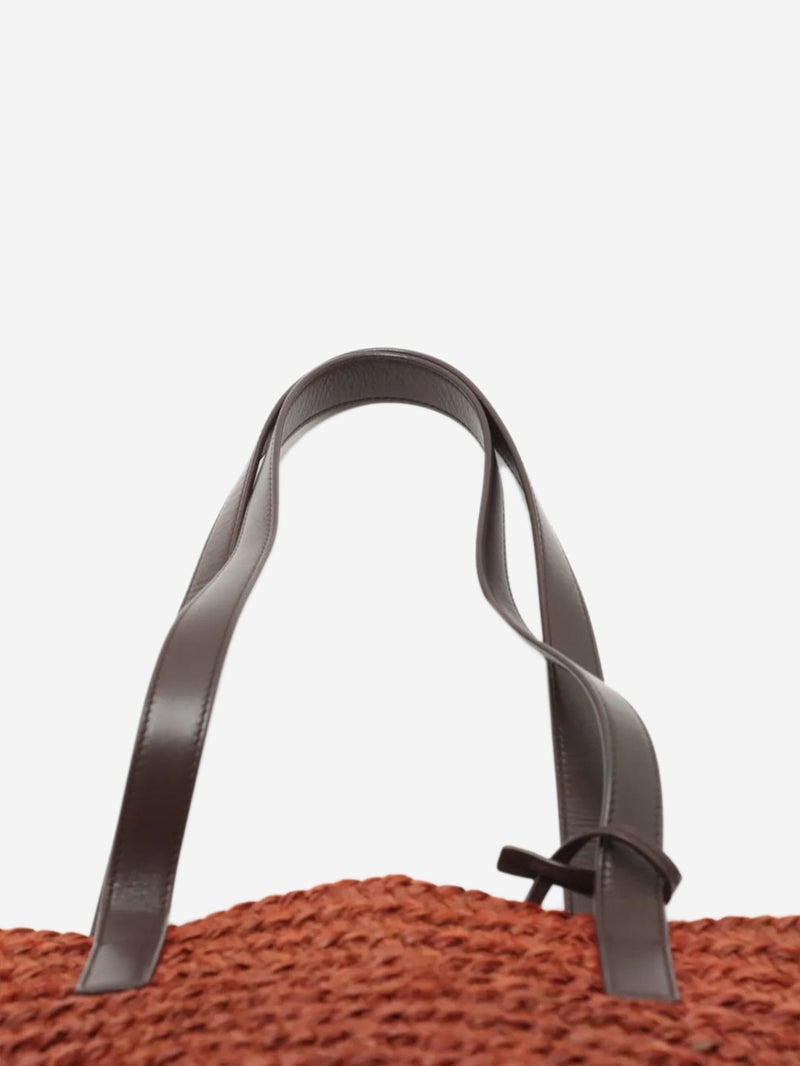 Brown Paris Panier raffia & leather tote bag Tote Bags Saint Laurent 