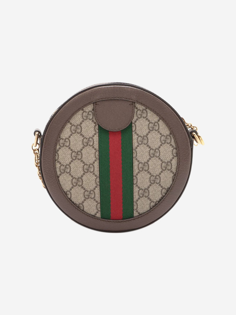 Brown GG Ophidia mini round chain shoulder bag