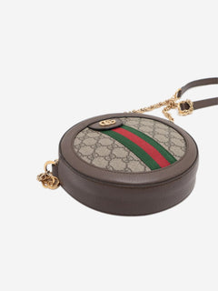 Brown GG Ophidia mini round chain shoulder bag