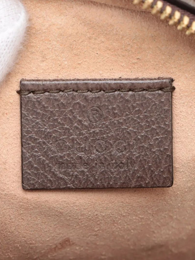Brown GG Ophidia mini round chain shoulder bag