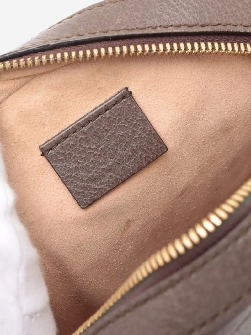 Brown GG Ophidia mini round chain shoulder bag