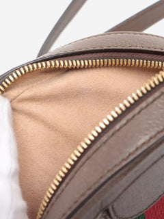 Brown GG Ophidia mini round chain shoulder bag