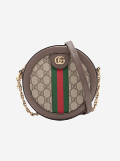 Brown GG Ophidia mini round chain shoulder bag