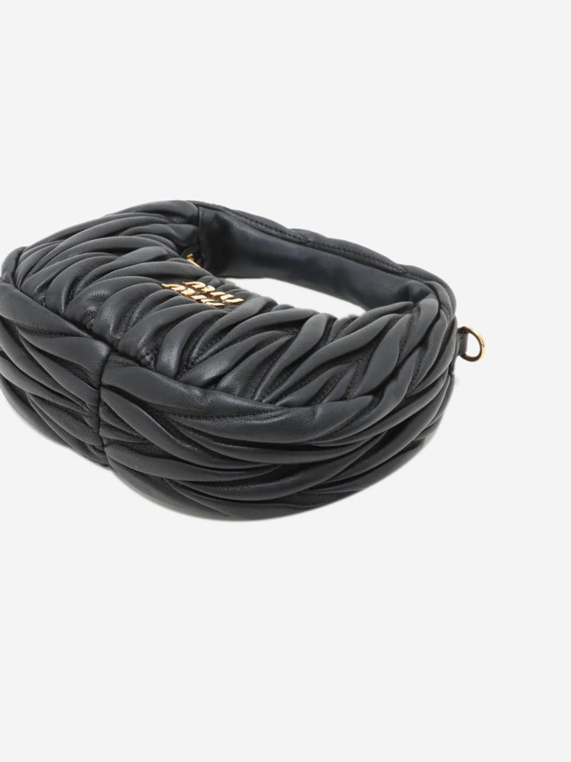 Black Matelassé leather 2way bag Shoulder bags Miu Miu 