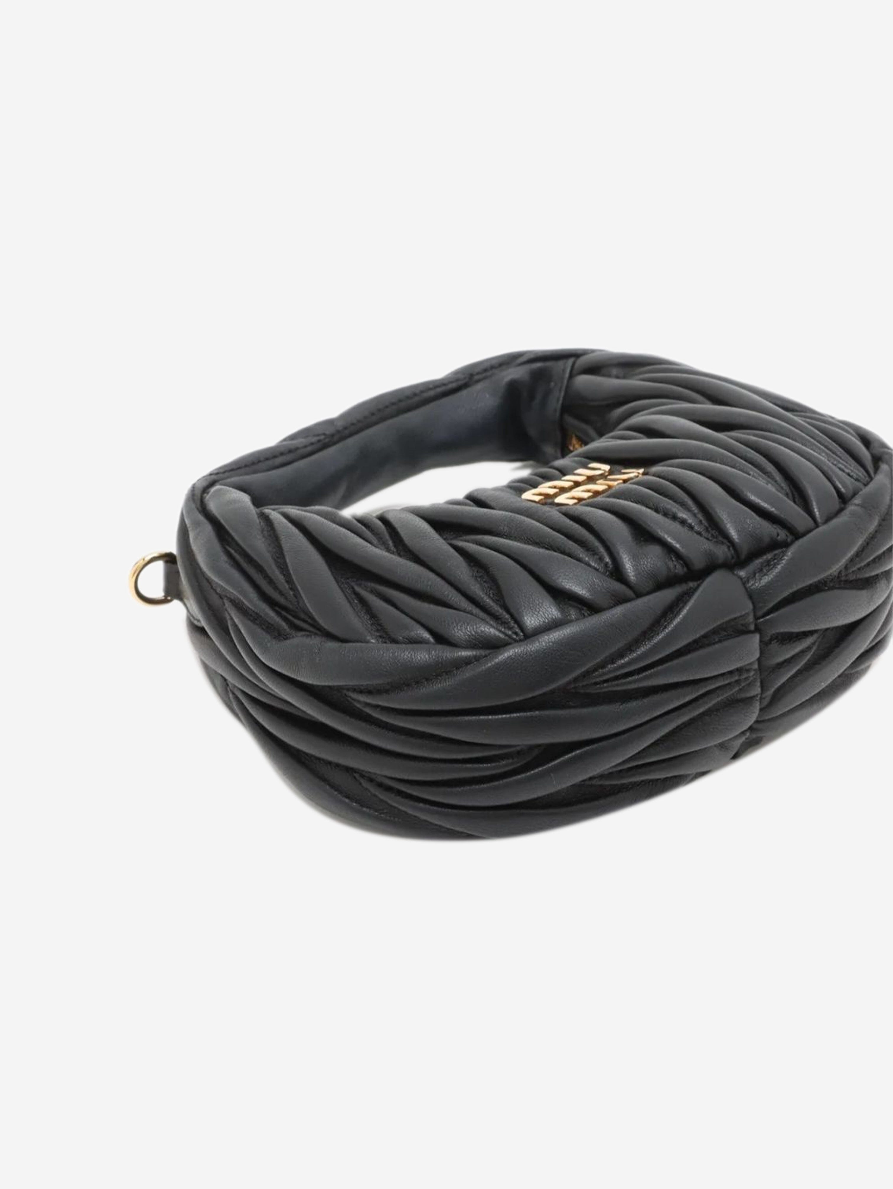 Black Matelassé leather 2way bag Shoulder bags Miu Miu 