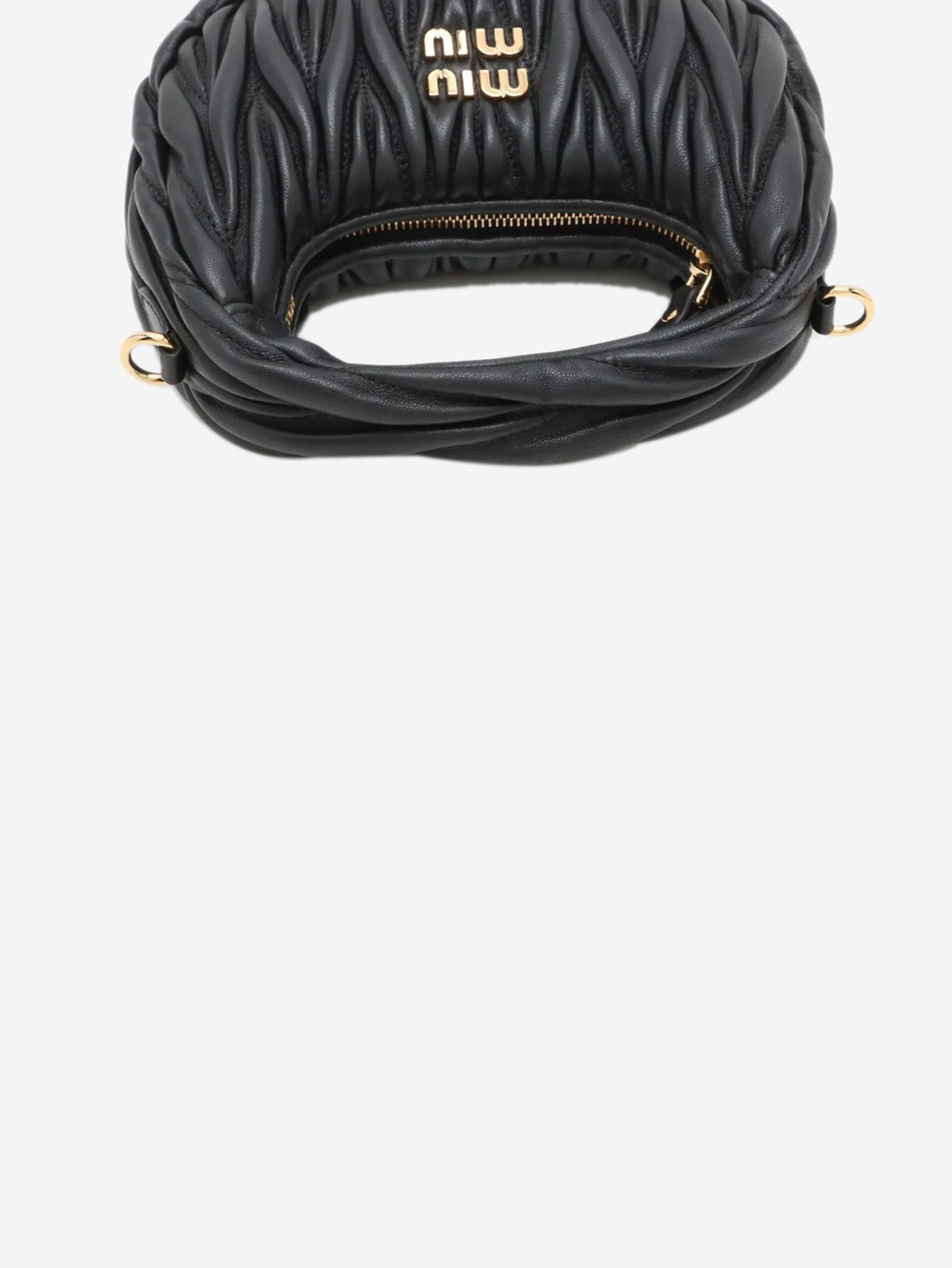 Black Matelassé leather 2way bag Shoulder bags Miu Miu 
