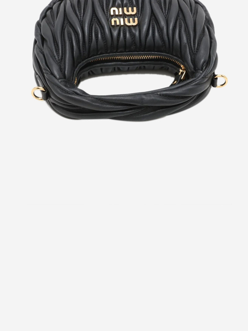 Black Matelassé leather 2way bag Shoulder bags Miu Miu 