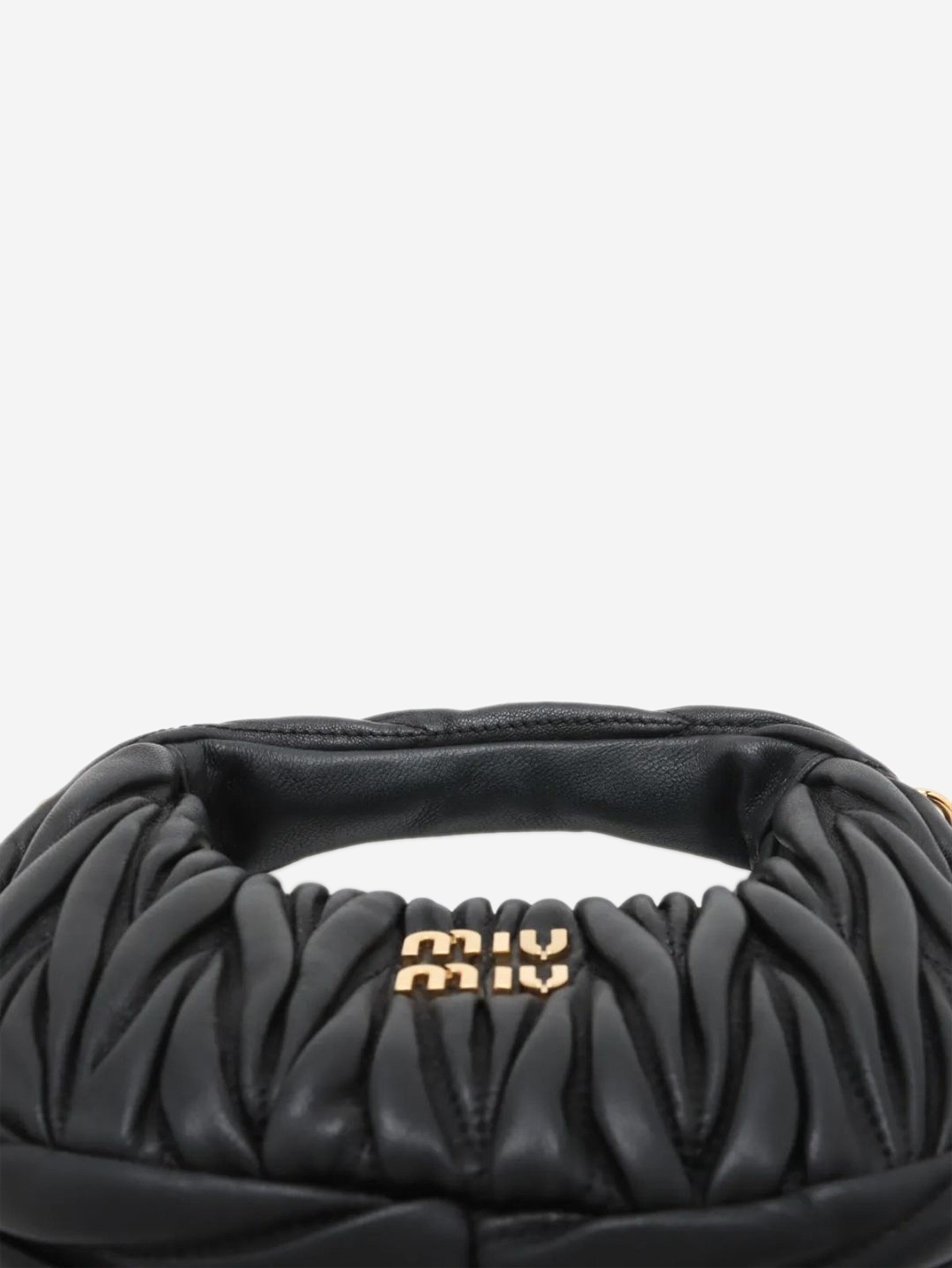 Black Matelassé leather 2way bag Shoulder bags Miu Miu 