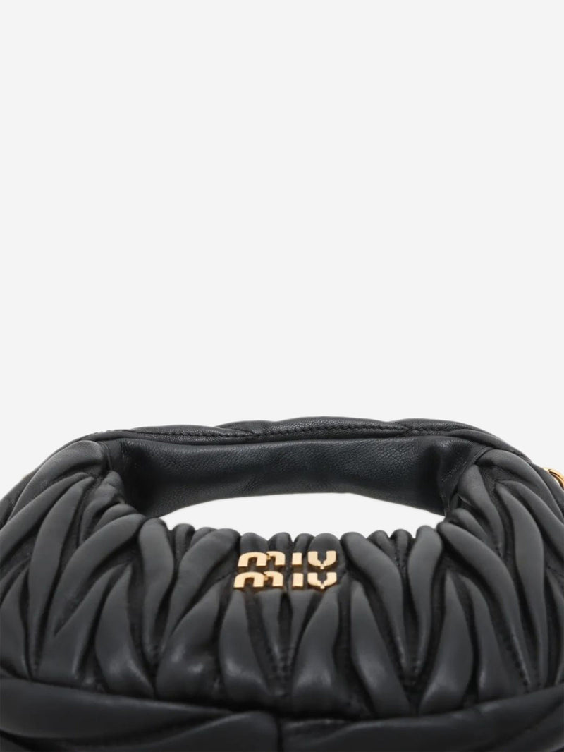 Black Matelassé leather 2way bag Shoulder bags Miu Miu 