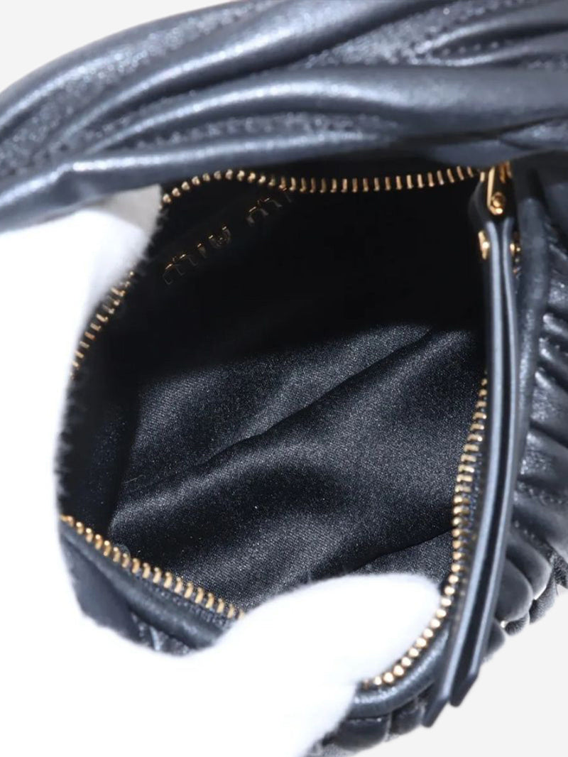 Black Matelassé leather 2way bag Shoulder bags Miu Miu 